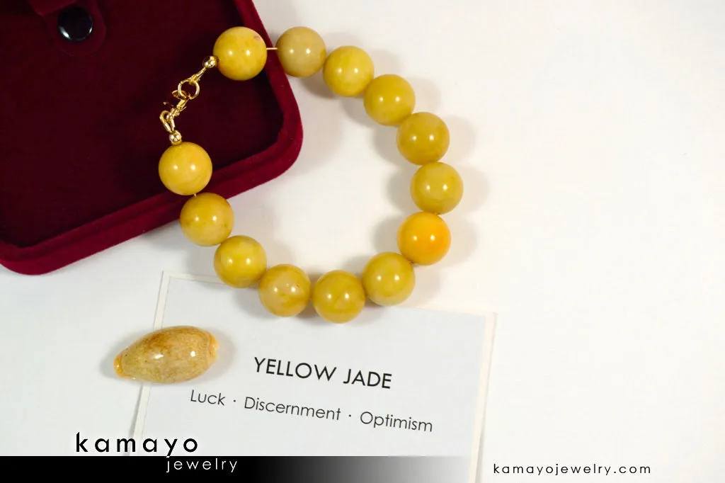 YELLOW JADE BRACELET - Big Round Beads