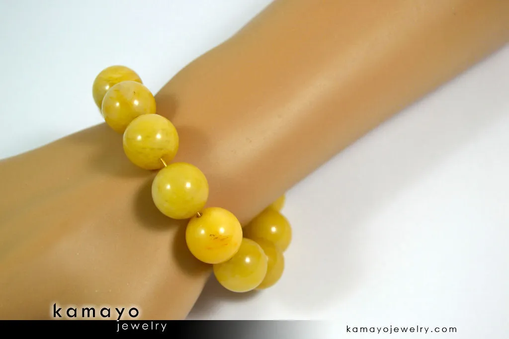 YELLOW JADE BRACELET - Big Round Beads