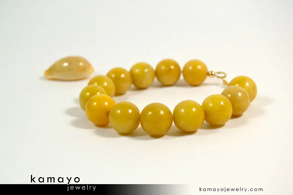 YELLOW JADE BRACELET - Big Round Beads