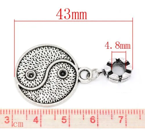 Yin Yang European Bead Compatible for Most European Snake Chain Bracelet