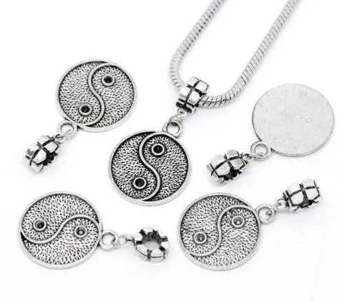 Yin Yang European Bead Compatible for Most European Snake Chain Bracelet