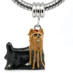 Yorkshire Terrier Dog European Bead Compatible for Most European Snake Chain Bracelet