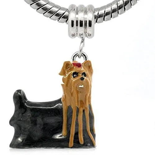 Yorkshire Terrier Dog European Bead Compatible for Most European Snake Chain Bracelet