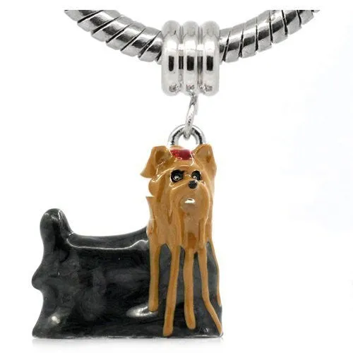 Yorkshire Terrier Dog European Bead Compatible for Most European Snake Chain Bracelet