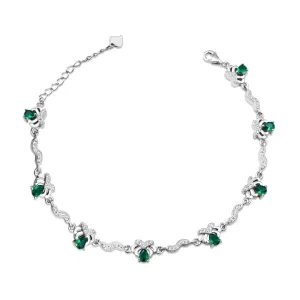 Zarkan 925 Silver Minimal Emerald Bracelet