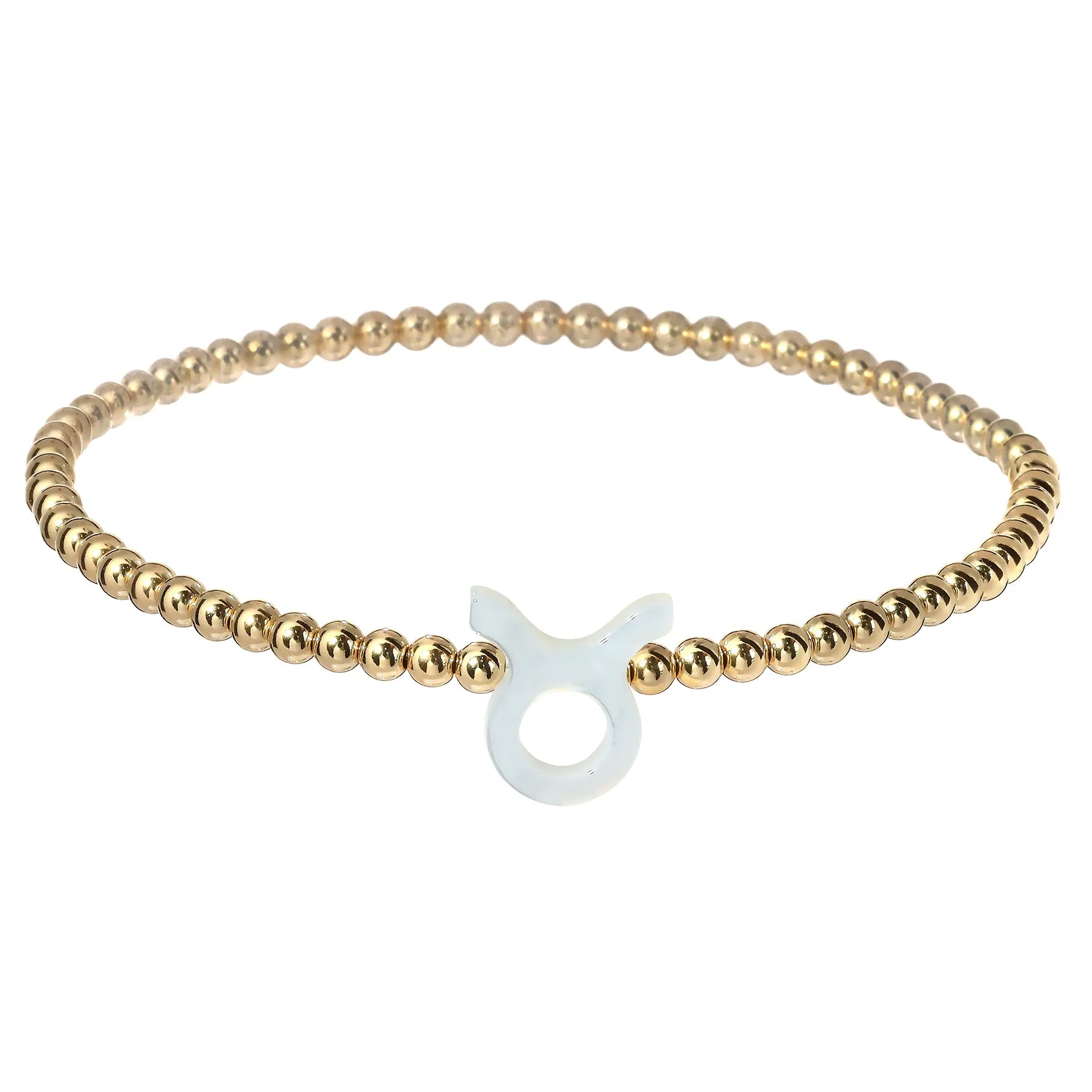ZODIAC SIGN | Opal Charm and 14K Gold Filled Beads Bracelet